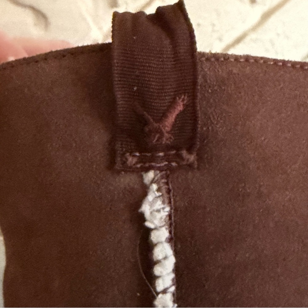 Vintage 90s Y2K American Eagle AE Boots Chunky Brown Leather Sherpa Lined Sz 10 - Picture 6 of 7